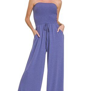 Z561 Zenana Smocked tube top jumpsuit Marlin (First Picture Color)